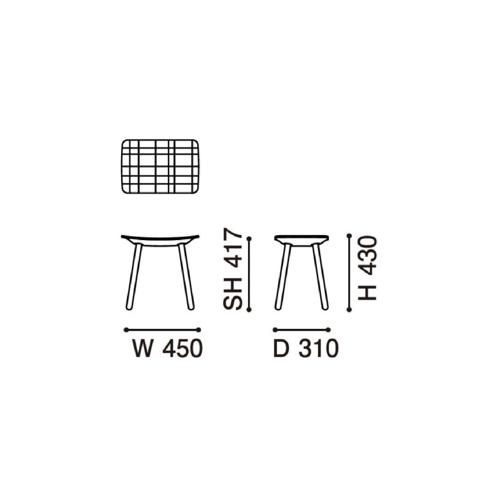 Karimoku New Standard - COLOR STOOL BLUE GRID - Stool 
