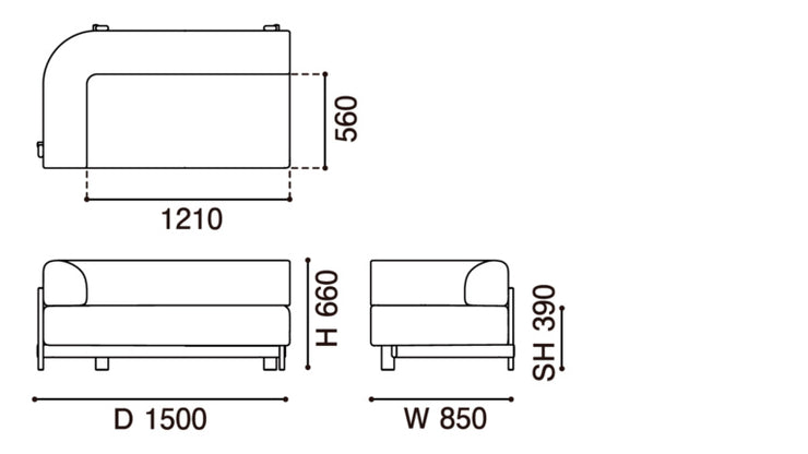 Karimoku New Standard - ELEPHANT SOFA 2-SEATER RIGHT ARM CORNER - Sofa 