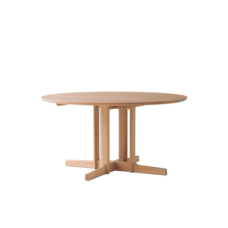 Nissin - White Wood Cross Leg Round Table - Dining Table 