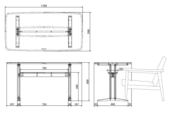 Karimoku60 - cafe table L walnut - Dining Table 